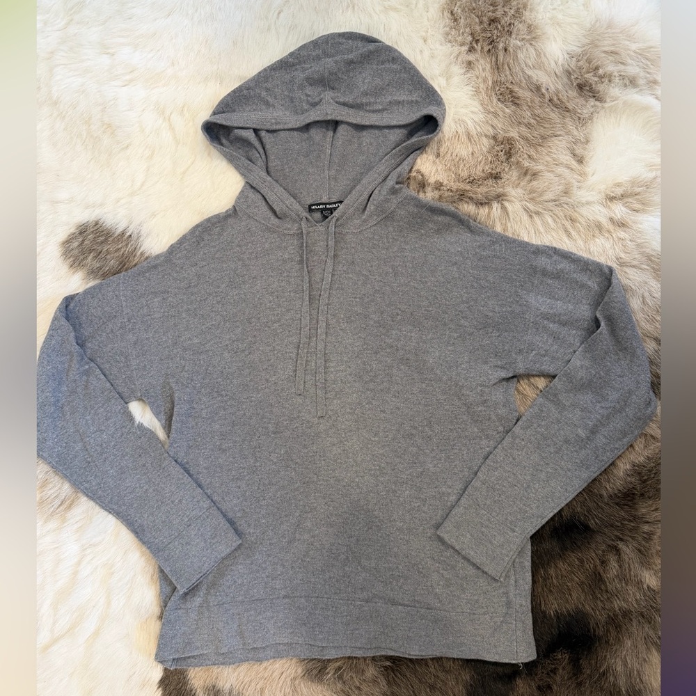 Hilary Radley gray hooded sweatshirt pullover cotton viscose blend small